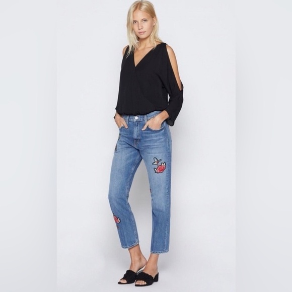 NWT Joie Ahsaki V-Neck Cold-Shoulder Draped Bodysuit Black Caviar Large - Picture 3 of 10